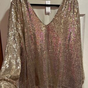 Gold / Champagne shimmer Long Sleeve Blouse ✨